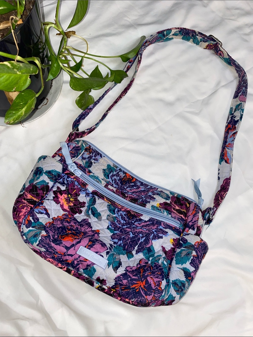Vera Bradley Purple Floral Quilted Crossbody Bag